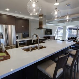 A shot of a modern kitchen interior.